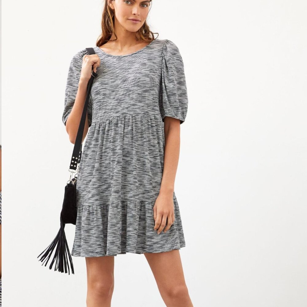 Daily Practice by Anthropologie Flounced Mini Dress in Black and White